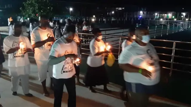 'Prophet TB Joshua burial': Temitope Balogun Joshua wife Evelyn Joshua lead Synagogue Church candle light procession to start funeral