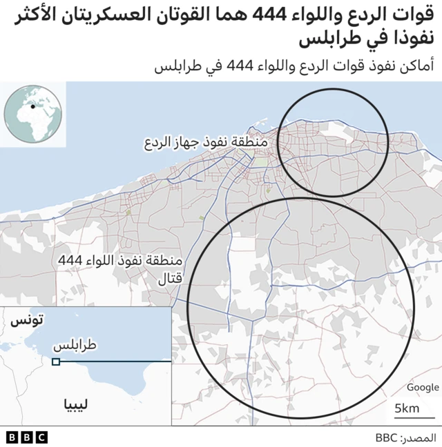 مناطق نفوذ جهاز الردع واللواء 444
