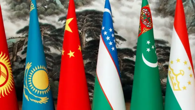 Central Asian countries and China flags