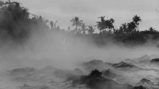 sungai di Bali setelah Gunung Agung meletus pada 1963.