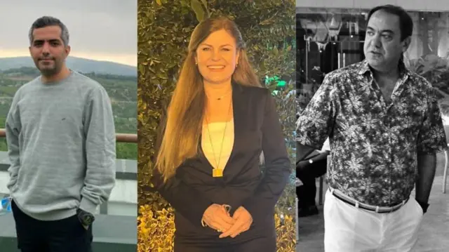 हमले में मारे गए आम लोग (बाएं से) अर्विन मोहम्मदी, मेहरंगिज़ ईमानपूर और मसूद बेहबहानी 