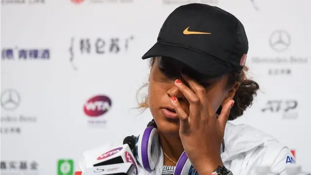 Naomi Osaka en conférence de presse en 2020