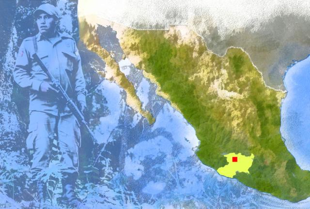 Mapa do México, com Cheran marcada em vermelho