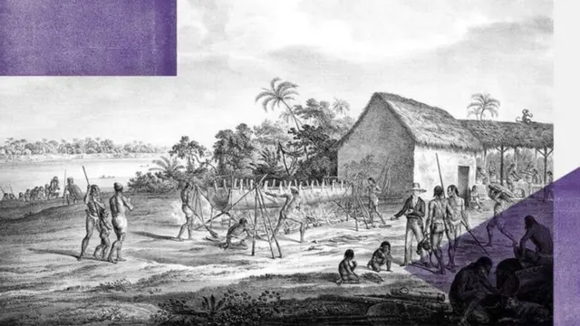 La gravure des Allemands Spix et Martius montre un village sur les rives de la rivière Japura, au 19e siècle.