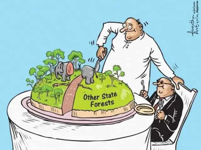 'අවශේෂ වනාන්තර' සම්බන්ධයෙන් අවන්ත ආටිගල පළ කළ කාටූනයක්