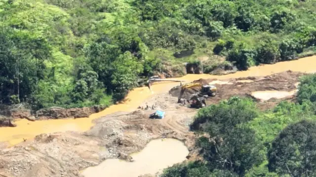 Penambangan emas ilegal merusak hutan di Kecamatan Nalo Tantan, Kabupaten Merangin.