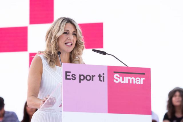 Yolanda Díaz durante un acto de campaña. 