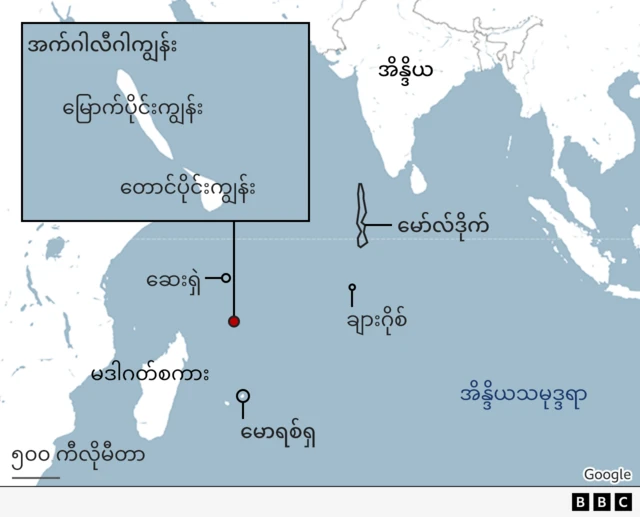အက်ဂါလီဂါကျွန်း တည်နေရာပြမြေပုံ 