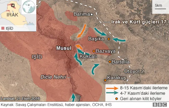 Musul'a doğudan ilerleyiş