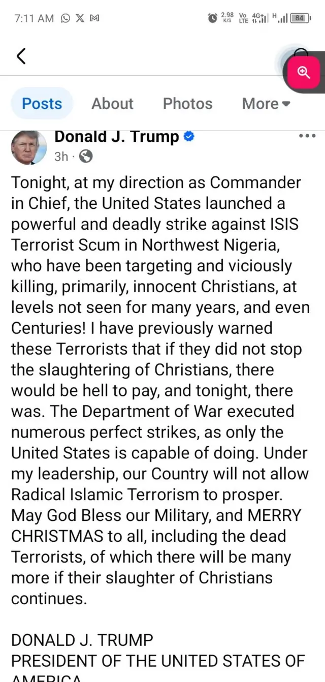 Ọrọ ti ààrẹ Amẹ́ríkà, Donald Trump kọ soju opo Facebook rẹ 