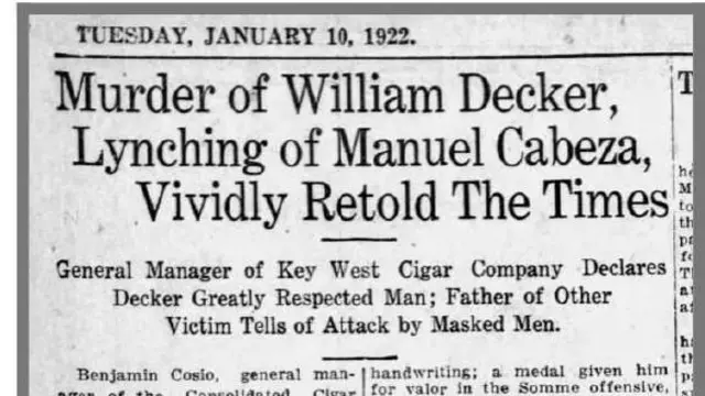 Recorte de prensa del diario The Tampa Times, que recoge los testimonios de allegados de los dos muertos 15 días después del suceso. 