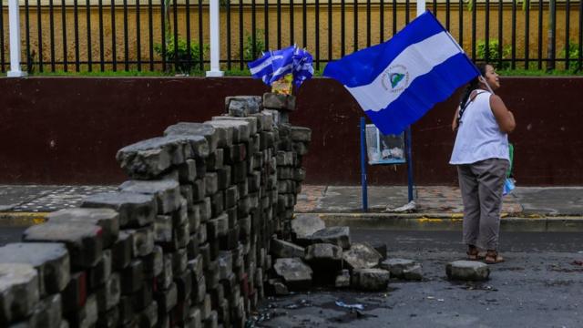 Un bloqueo de una calle en Nicaragua