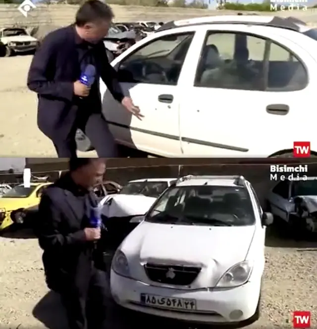 خودروی خانواده پیرفلک که دست‌کم جای هشت گلوله بر آن دیده می‌شود