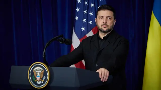 Володимир Зеленський під час підсумкової прес-конференції із Дональдом Трампом, Мар-а-Лаго в Маямі, штат Флорида, США, 28 грудня 2025 року