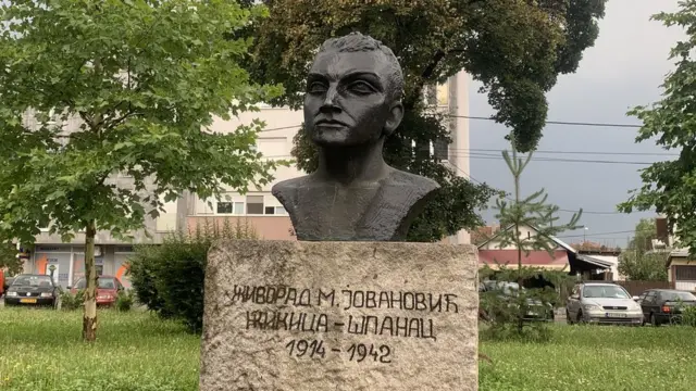 Биста хероја налази су у градском парку и рад је вајарке Виде Јоцић