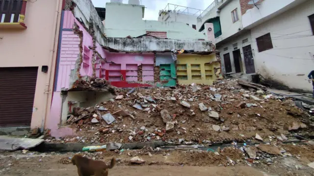 The razed site where Heena's house stood
