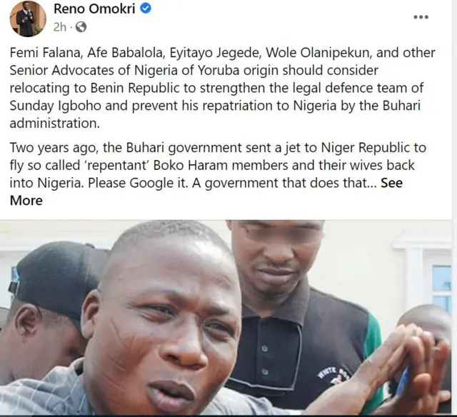 Ọrọ ti Reno Omokri sọ loju opo Facebook rẹ