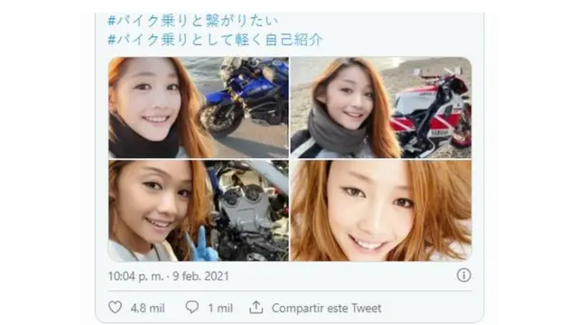 Tuíte com quatro fotos de personagem criada por Zonggu