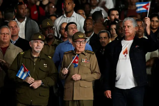 Ramiro Valdés, Raúl Castro y Díaz Canel