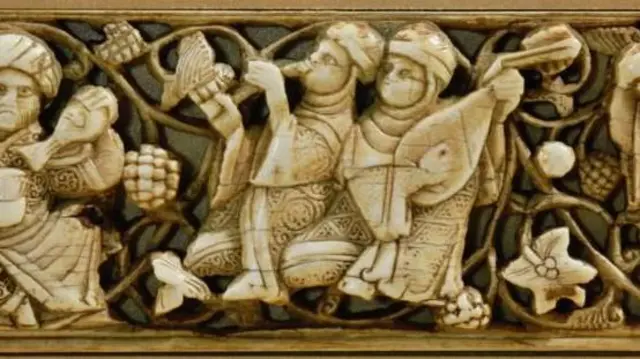 Picha inayoonesha karamu na divai, kusherehekea Eid wakati wa Ufalme wa Fatimid - karne ya 11 - 12 BK.