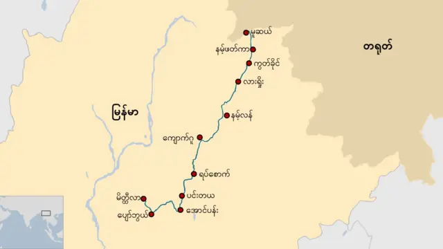 မူဆယ်ရောက်ဖို့ မန္တလေးကနေ သွားရတဲ့လမ်းကြောင်းပြမြေပုံ 