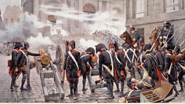 Gravure représentant une bataille de la Révolution française 