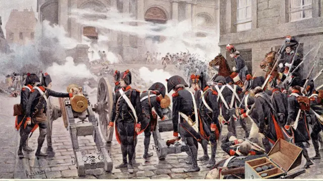 Grabado que muestra una batalla de la Revolución Francesa