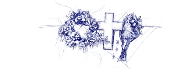 Altar improvisado en la cerca de una calle