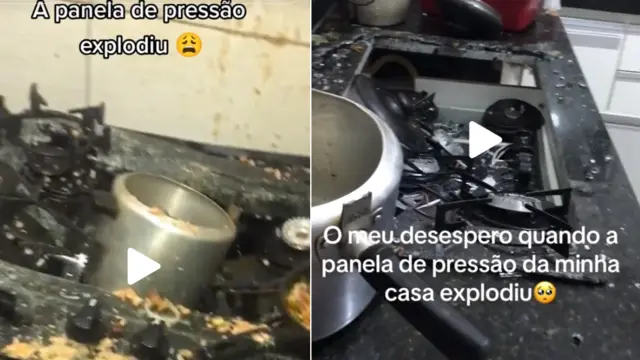 Montagem mostrando duas panelas7games aplicativos esportivospressão após explodirem