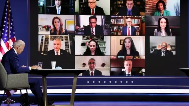 آقای بایدن بعد از معرفی اعضای ستاد انتقالی مقابله با کرونا با آنها جلسه مجازی برگرار کرد