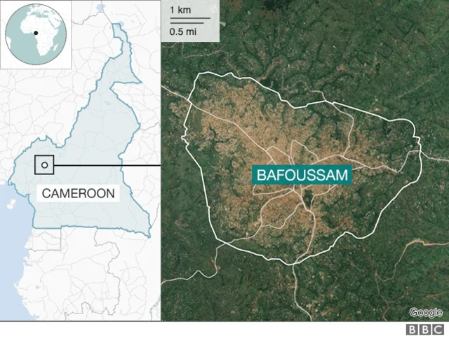 Dis na di map of Bafoussam for Cameroon