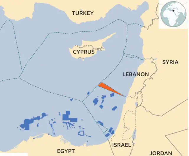 Khariiradda ay ku jirto goobta gaaska ku jira ee ay isku haystaan Israa'iil iyo Lubnaan