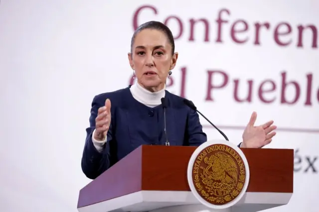 La presidenta de México en una rueda de prensa.