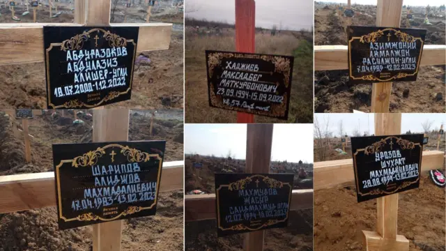 Luganskadagi qabristonda Markaziy osiyoliklar qabrlari.