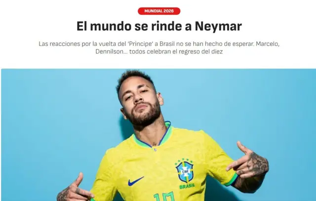 Matéria do site As intitulada: 'O mundo se rende a Neymar'