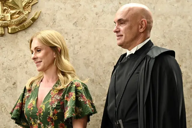 O ministro Alexandre de Moraes e a esposa dele, Viviane Barci de Moraes