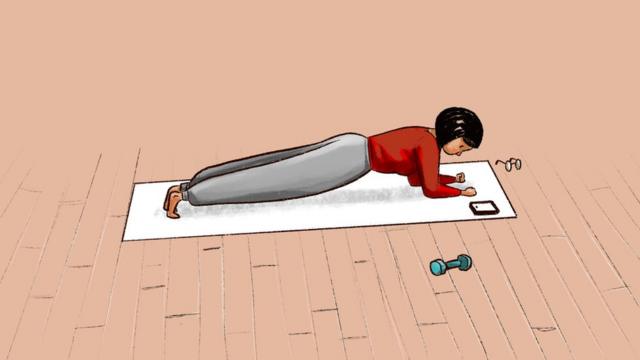 Ilustración de una mujer haciendo ejercicio