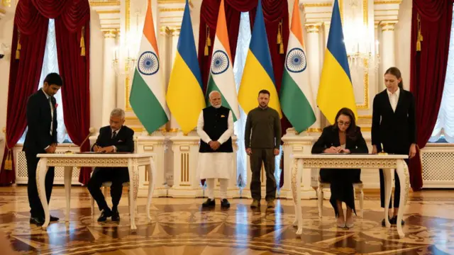 भारत के प्रधानमंत्री नरेंद्र मोदी और यूक्रेन के राष्ट्रपति ज़ेलेंस्की