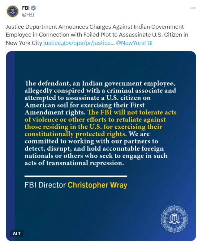 ਐੱਫਬੀਆਈ ਦਾ ਟਵੀਟ