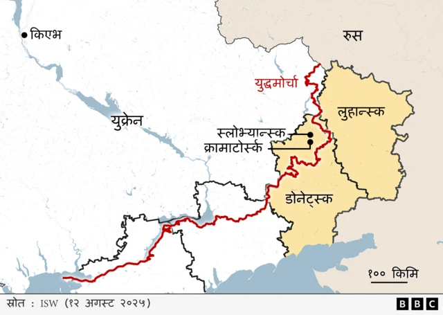 डोनबास क्षेत्र (पहेँलो रङ्गमा)