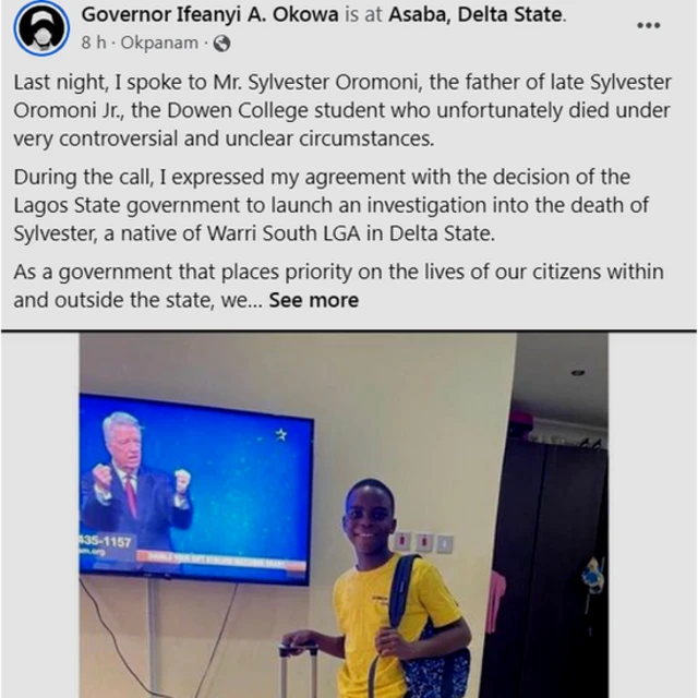 Ihe Ifeanyi Okowa kwuru gbasara ọnwụ Sylvester Omoroni