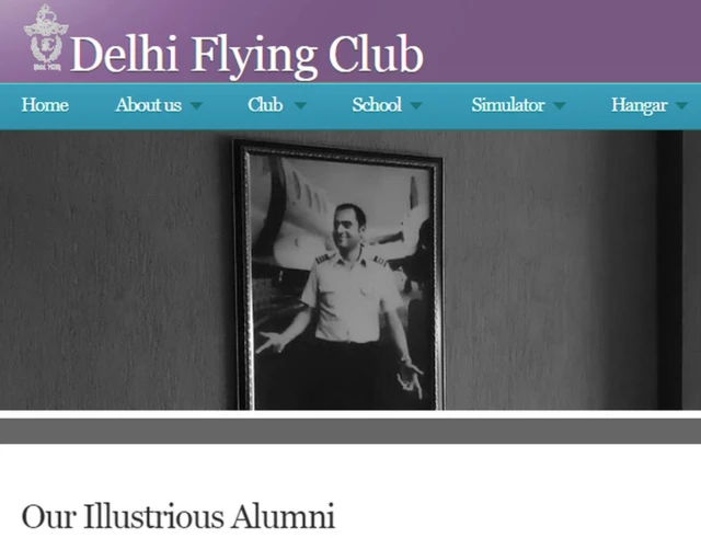 దిల్లీ ఫ్లయింగ్ క్లబ్ వెబ్సైట్లో రాజీవ్ గాంధీ ఫొటో