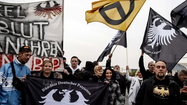 Marcha de movimientos de ultraderecha en Alemania.