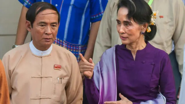 President Win Myint and Aung San Suu Kyi