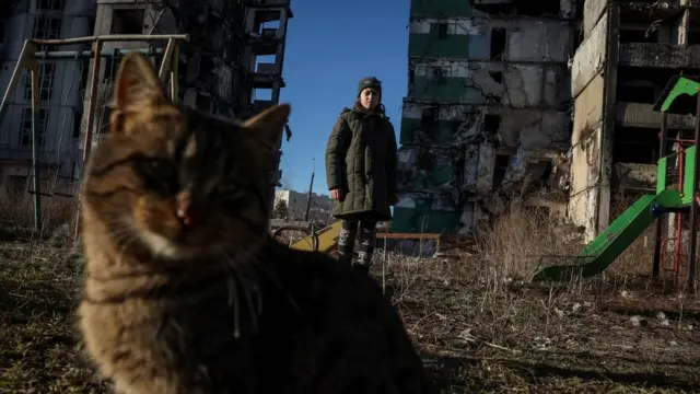 Бородянка, февраль 2023, разрушения после нападения России на Украину