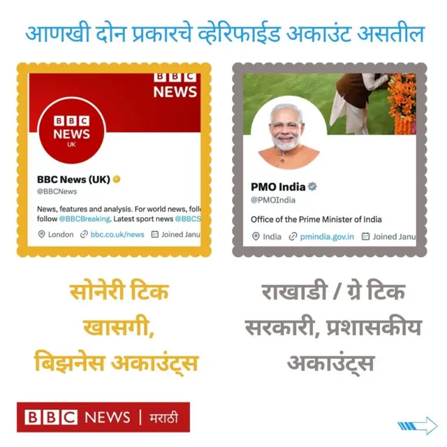 सोनेरी आणि राखाडी टिक पण आहेत आता ट्विटर