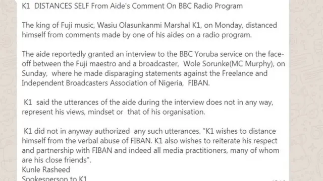 Kwam1: Kìí ṣe emí ni mó ràn ẹni tó sọ̀rọ̀ abùkù sí FIBAN níṣẹ́- Wasiu Ayinde