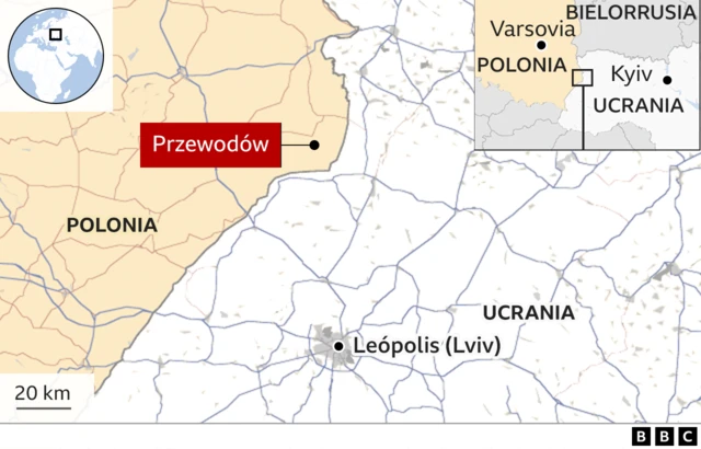Gráfico de la zona donde se produjo la explosión en Polonia.