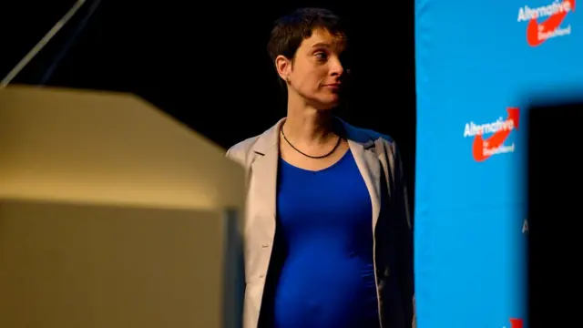 Pemimpin AfD sekarang, Frauke Petry mencoba memoderatkan partai, tapi ditolak mentah-mentah.