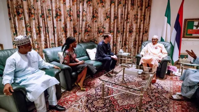 Nigeria Presido Muhammadu Buhari and Jamie Angus, Toyosi Ogunseye and Aliyu Tanko